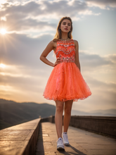 Load image into Gallery viewer, Beaded by handmade short cocktail dress homecoming dress
