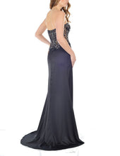 Load image into Gallery viewer, Black Strapless Beading Long Prom Dress
