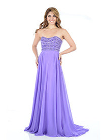 Strapless A-line Applique Stone-embellished  Long Prom Dress