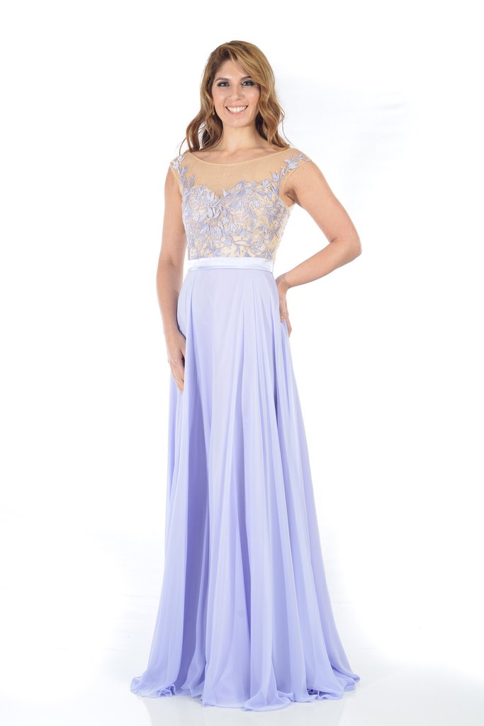 Applique Stone-embellished  Long Prom Dress