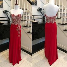 Load image into Gallery viewer, Strapless Beadedand Slit Body-con Long  Dress

